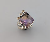 Fancy Cut Ametrine Sterling Silver Ring with Golden Sapphires