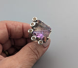 Fancy Cut Ametrine Sterling Silver Ring with Golden Sapphires