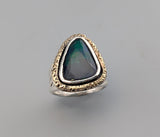 Smoked Ethiopian Opal, Sterling Silver and 14kt Gold Ring