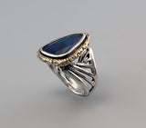 Smoked Ethiopian Opal, Sterling Silver and 14kt Gold Ring
