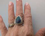 Smoked Ethiopian Opal, Sterling Silver and 14kt Gold Ring