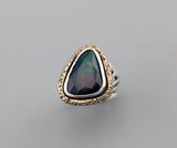 Smoked Ethiopian Opal, Sterling Silver and 14kt Gold Ring