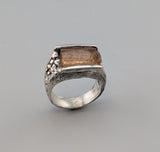 Natural Imperial Topaz Crystal, Sterling Silver Ring