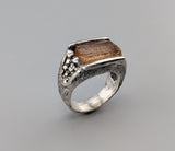 Natural Imperial Topaz Crystal, Sterling Silver Ring