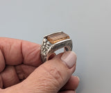 Natural Imperial Topaz Crystal, Sterling Silver Ring