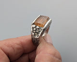 Natural Imperial Topaz Crystal, Sterling Silver Ring
