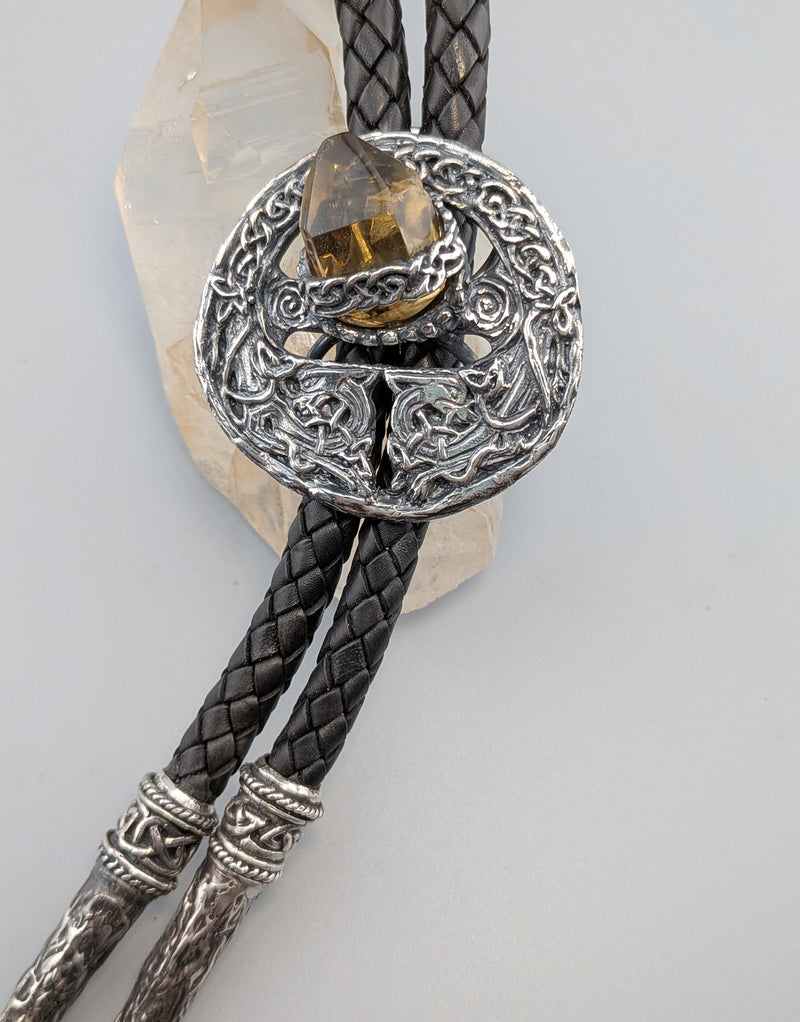 Sterling Silver Celtic Bolo with Citrine Quartz Crystal
