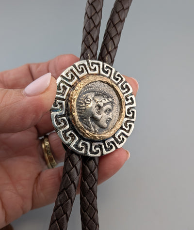 Alexander the Great, AR Tetradrachm, Sterling Silver and 14kt Gold Bolo