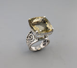 Large Lemon Yellow Citrine, Sterling Silver Ring