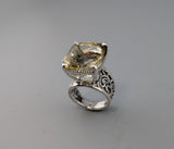 Large Lemon Yellow Citrine, Sterling Silver Ring