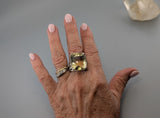 Large Lemon Yellow Citrine, Sterling Silver Ring