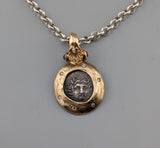 Helios, Ancient AR Drachm, 14kt Gold Pendant/Pearl Enhancer
