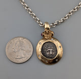 Helios, Ancient AR Drachm, 14kt Gold Pendant/Pearl Enhancer