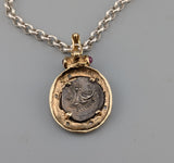 Helios, Ancient AR Drachm, 14kt Gold Pendant/Pearl Enhancer