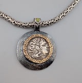 Ancient AR Tetradrachm, Lysimachos, Sterling Silver and 14kt Gold Pendant