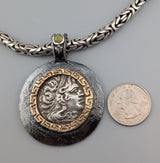 Ancient AR Tetradrachm, Lysimachos, Sterling Silver and 14kt Gold Pendant