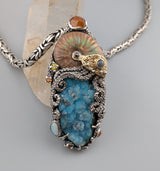 Large Jurassic Classic Sterling Silver and 14kt Gold Pendant