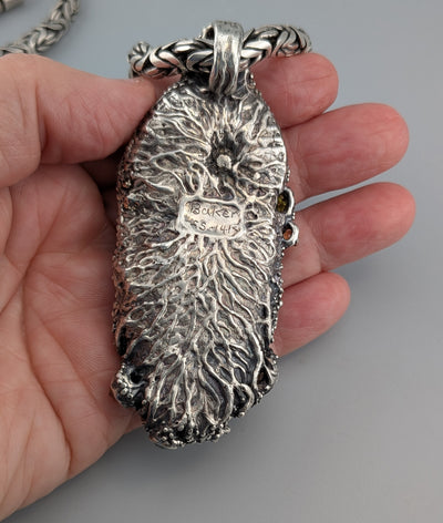 Large Jurassic Classic Sterling Silver and 14kt Gold Pendant