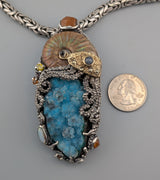 Large Jurassic Classic Sterling Silver and 14kt Gold Pendant