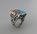 Kingman Turquoise/Native Silver Ore, Sterling Silver Ring