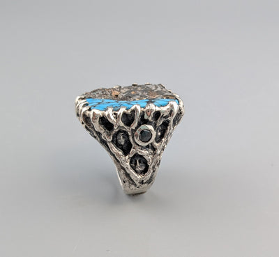 Kingman Turquoise/Native Silver Ore, Sterling Silver Ring