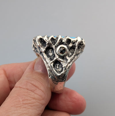 Kingman Turquoise/Native Silver Ore, Sterling Silver Ring