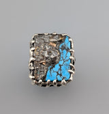 Kingman Turquoise/Native Silver Ore, Sterling Silver Ring