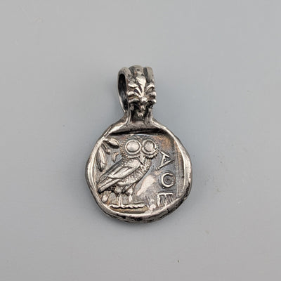 Sterling Silver Ancient Coin Replica, Old Style Athena Owl Tetradrachm