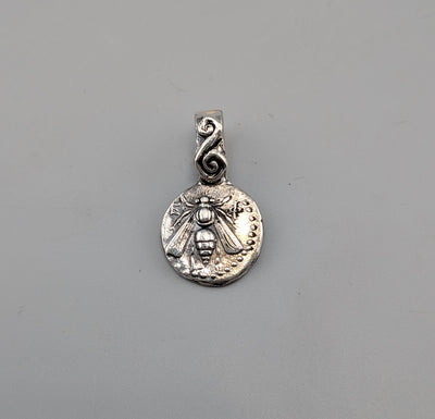 Sterling Silver Ancient Coin Replica Pendant, Bee Drachm