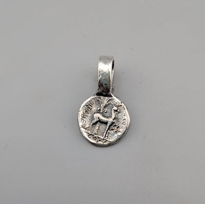 Sterling Silver Ancient Coin Replica Pendant, Bee Drachm