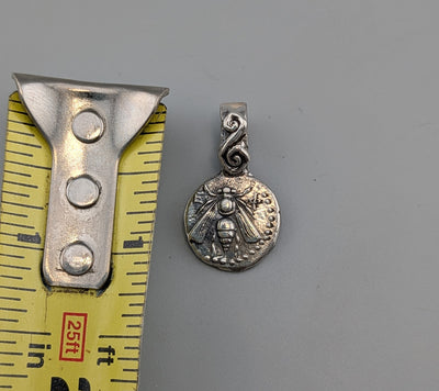 Sterling Silver Ancient Coin Replica Pendant, Bee Drachm