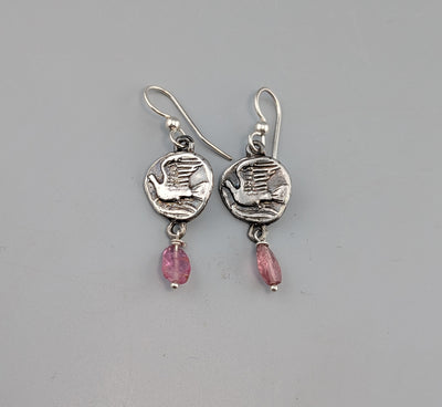 Sterling Silver Ancient Coin Replica Earrings, Doves