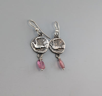Sterling Silver Ancient Coin Replica Earrings, Doves