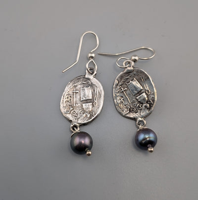 Sterling Silver Ancient Coin Replica Earrings, Moneta Goddess of Moneying
