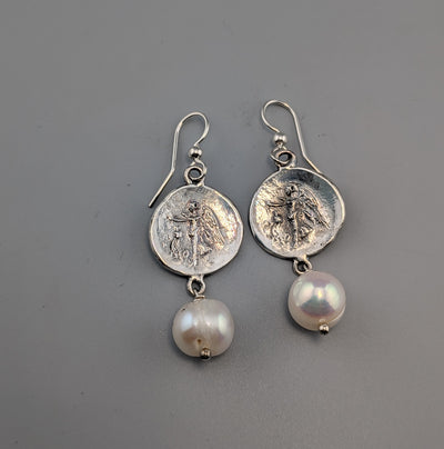 Sterling Silver Athena Ancient Coin Replica Earrings