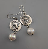 Sterling Silver Athena Ancient Coin Replica Earrings