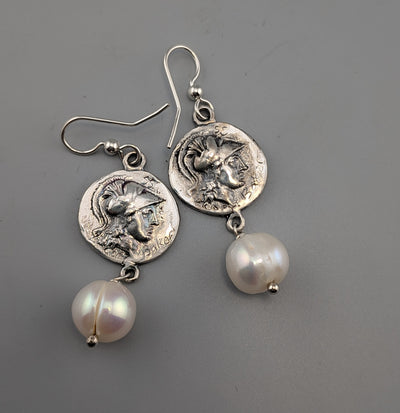 Sterling Silver Athena Ancient Coin Replica Earrings