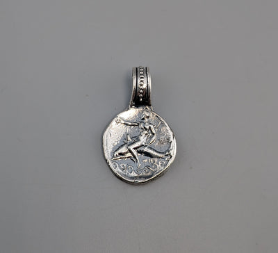 Sterling Silver Ancient Coin Replica, Taras on Dolphin