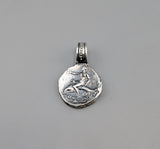 Sterling Silver Ancient Coin Replica, Taras on Dolphin