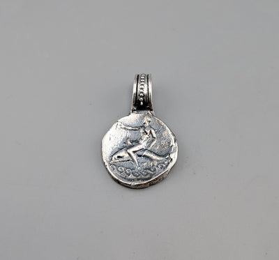 Sterling Silver Ancient Coin Replica, Taras on Dolphin