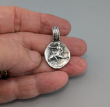 Sterling Silver Ancient Coin Replica, Taras on Dolphin