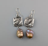 Sterling Silver Ancient Coin Replica, Old Style Athena Owl, with Large Pearls