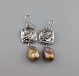 Sterling Silver Ancient Coin Replica, Old Style Athena Owl, with Large Pearls