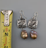 Sterling Silver Ancient Coin Replica, Old Style Athena Owl, with Large Pearls