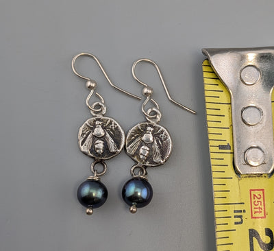 Sterling Silver Ancient Coin Replica Earrings, Bee
