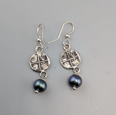 Sterling Silver Ancient Coin Replica Earrings, Bee