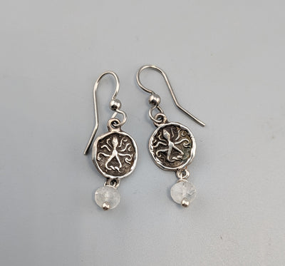 Sterling Silver Ancient Coin Replica Earrings, Octopus