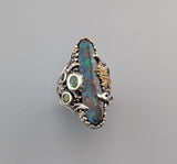Yowah Boulder Opal, Sterling Silver and 14kt Gold Ring