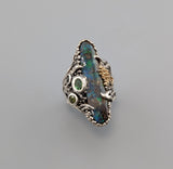 Yowah Boulder Opal, Sterling Silver and 14kt Gold Ring