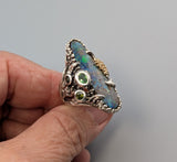 Yowah Boulder Opal, Sterling Silver and 14kt Gold Ring